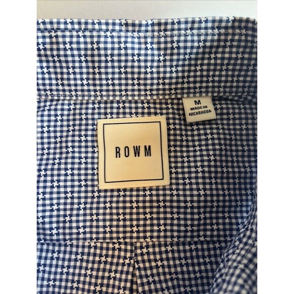 ROWM Mens Long Sleeve Button Down Shirt Size M NWT Blue White 100% Cotton - Picture 4 of 12